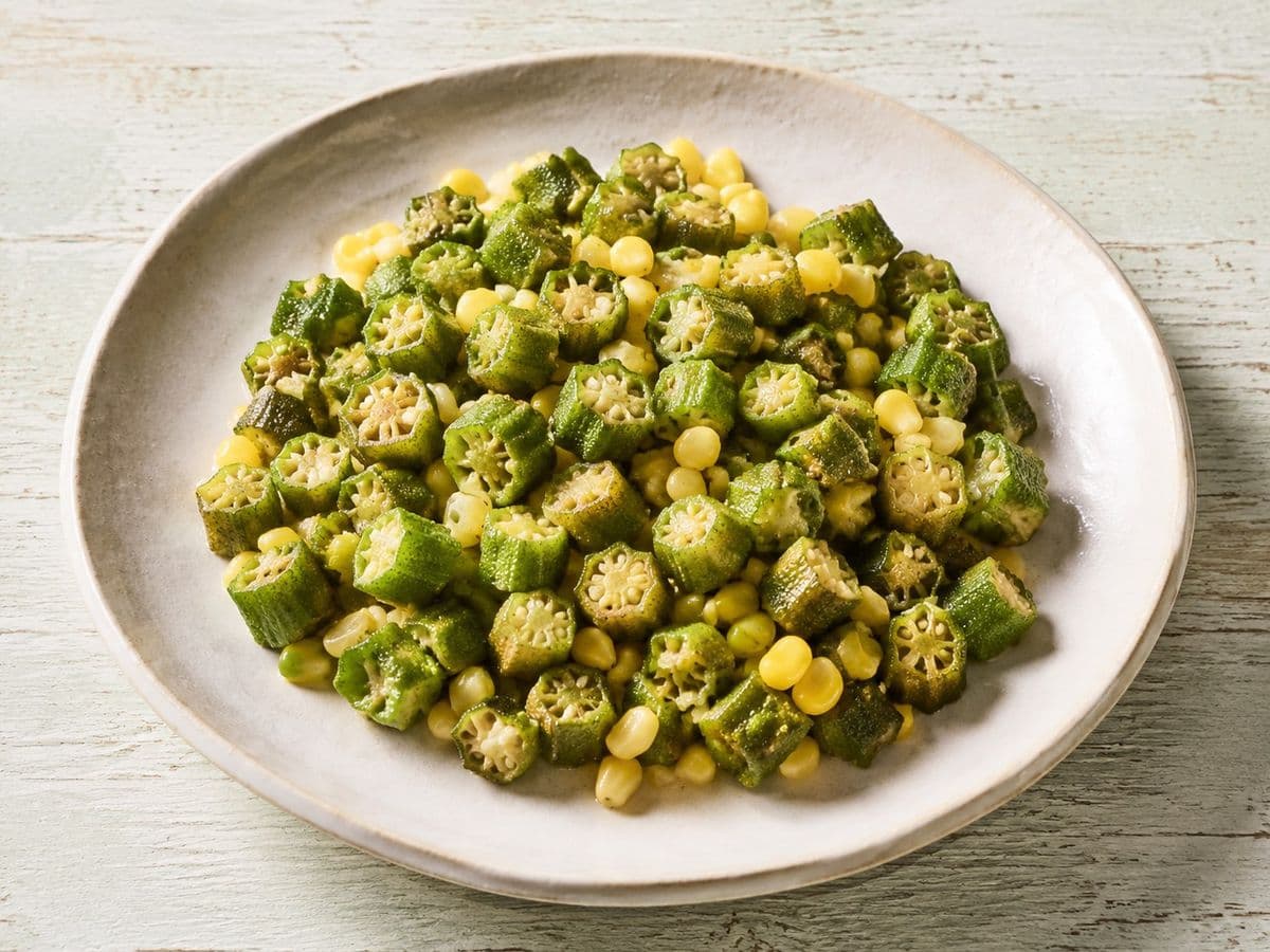 Fried Okra, plated as one serving.