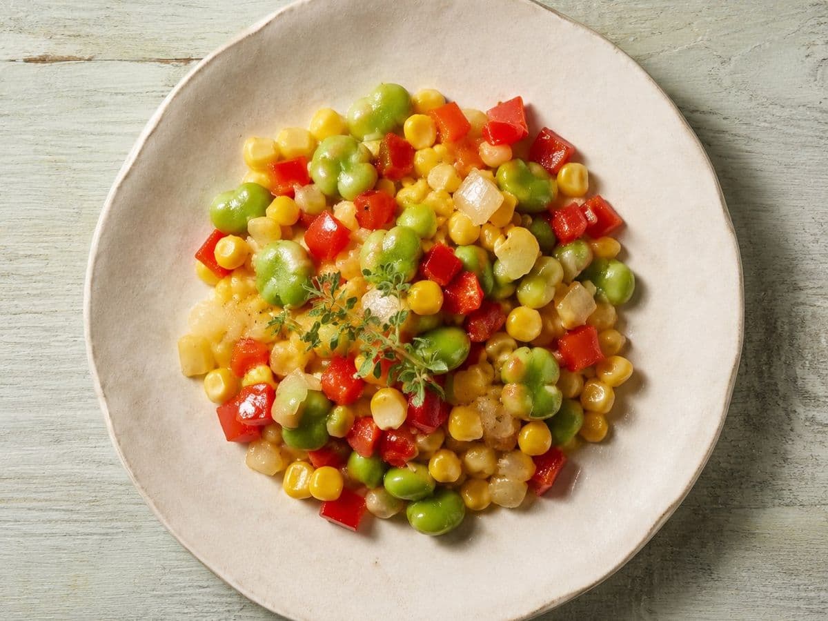 Succotash, plated as one serving.