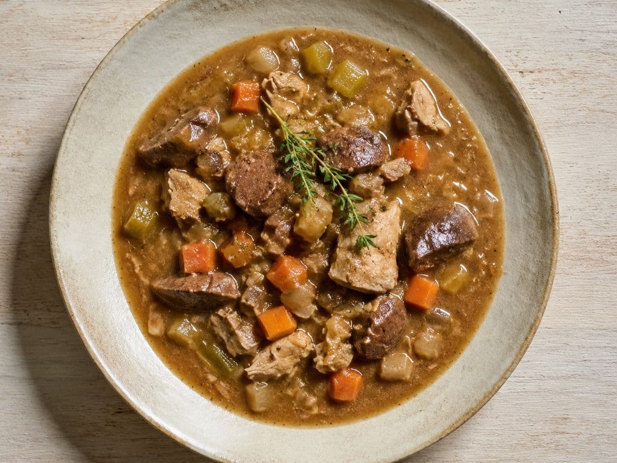Giblet Gravy, plated as one serving.