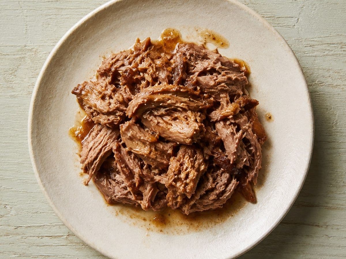 Pulled Pork Shoulder, plated as one serving.
