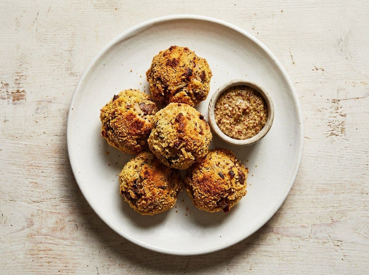 Boudin Balls, plated as one serving.