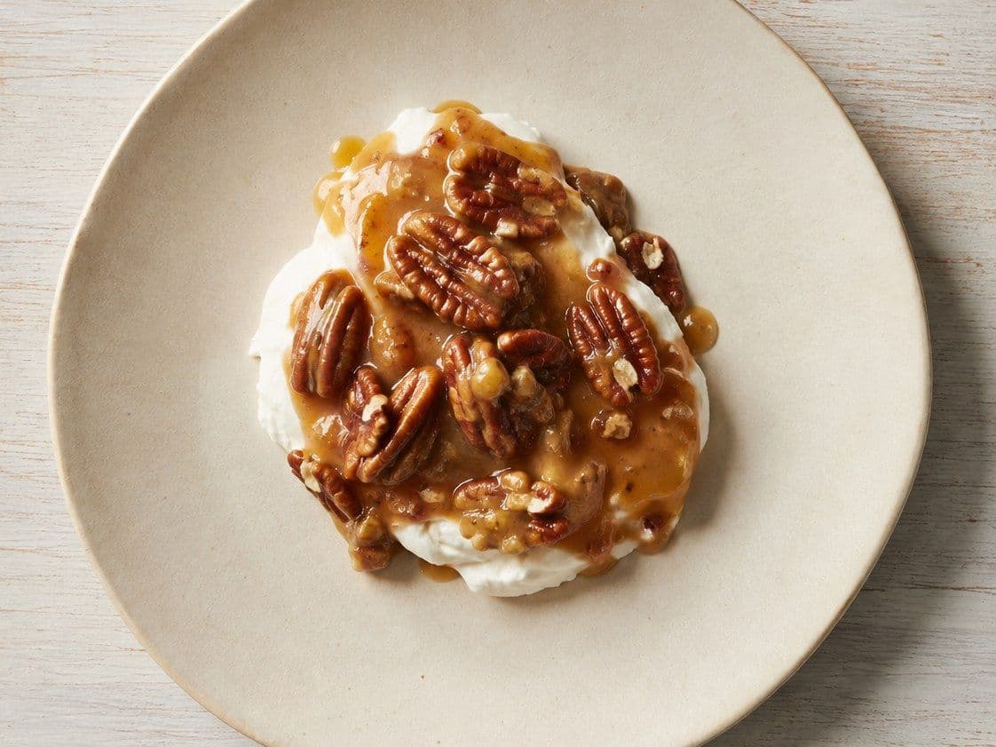 Pecan Pralines, plated as one serving.