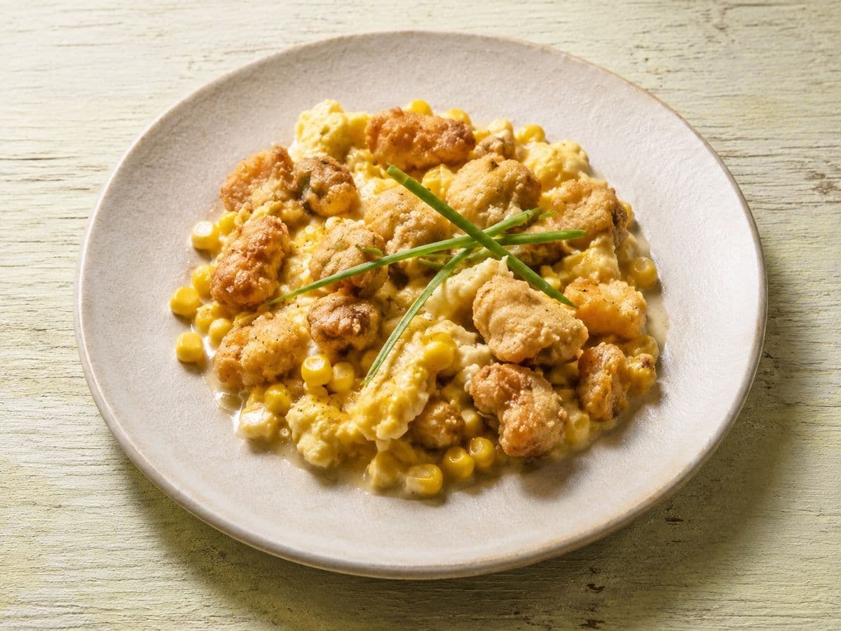Fried Alligator Bites, plated as one serving.