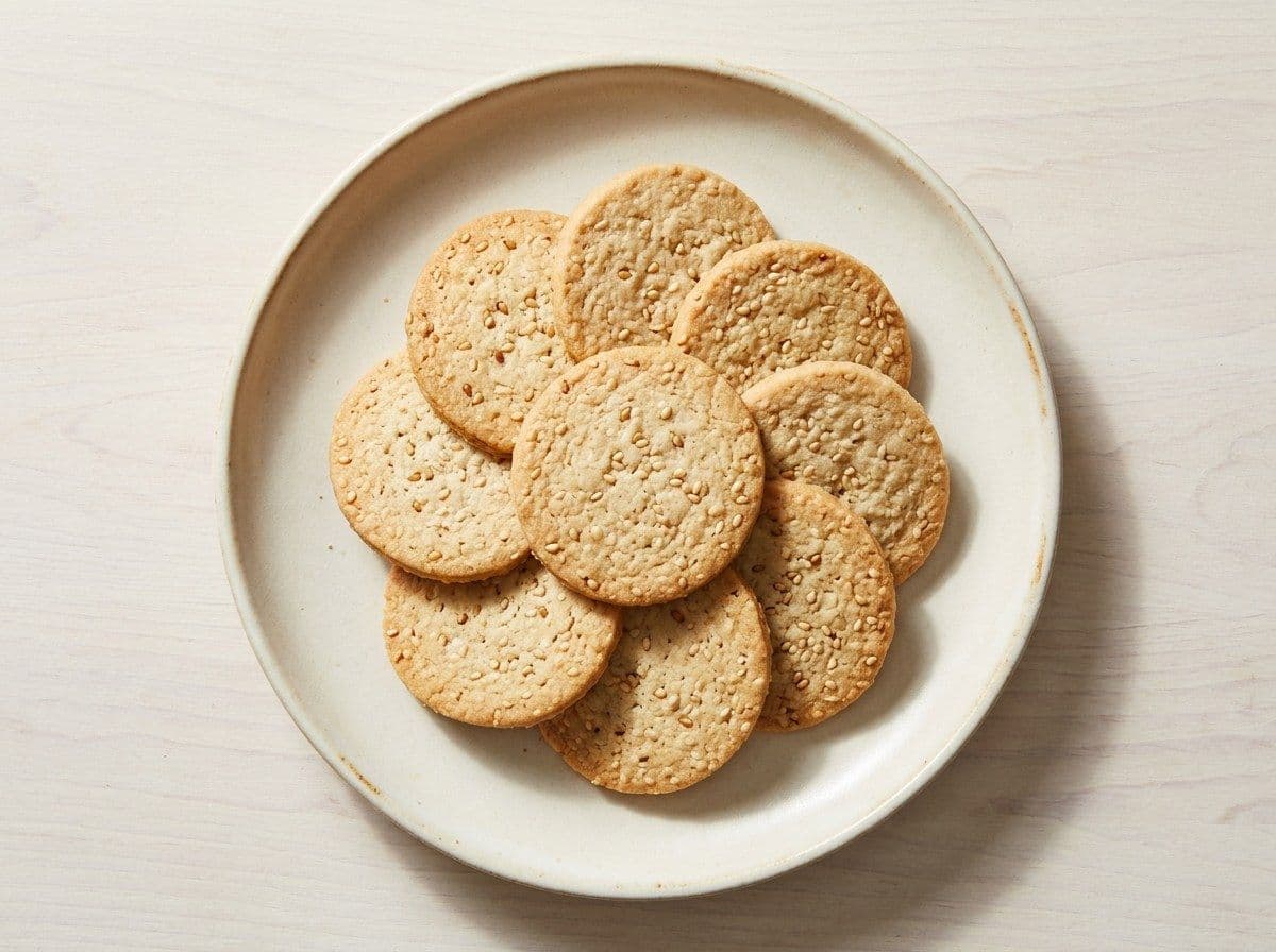 Benne Wafers, plated as one serving.