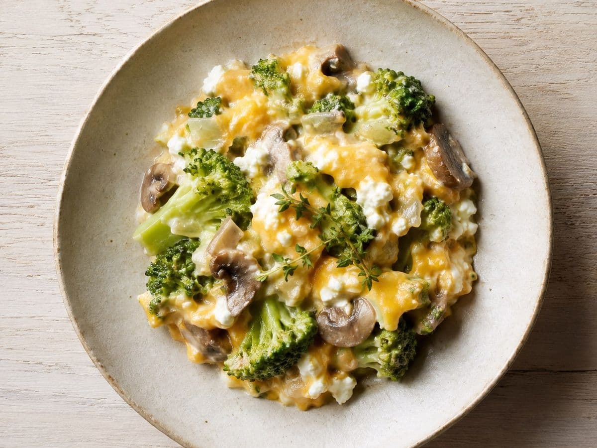 Broccoli Casserole, plated as one serving.