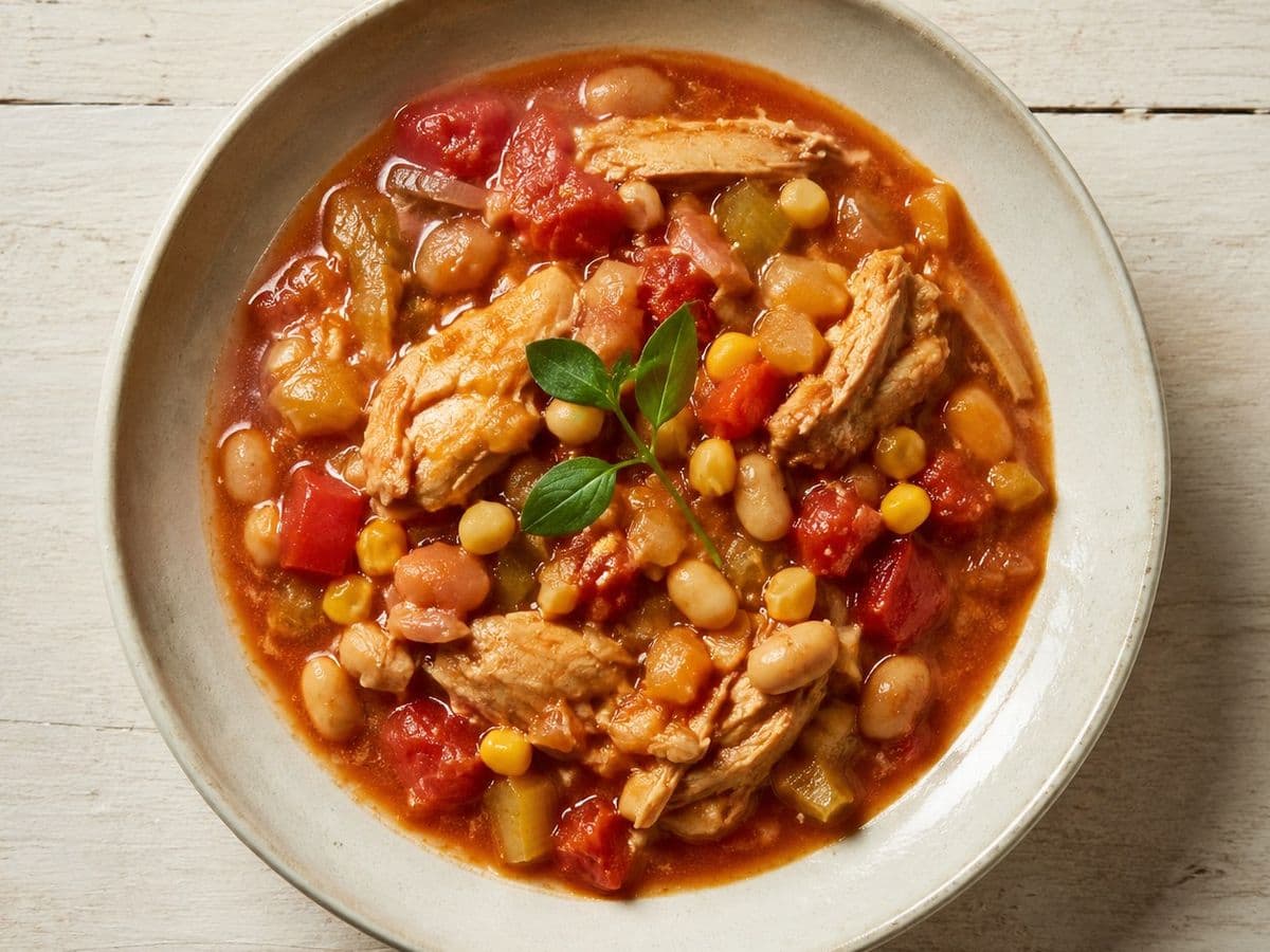 Brunswick Stew, plated as one serving.