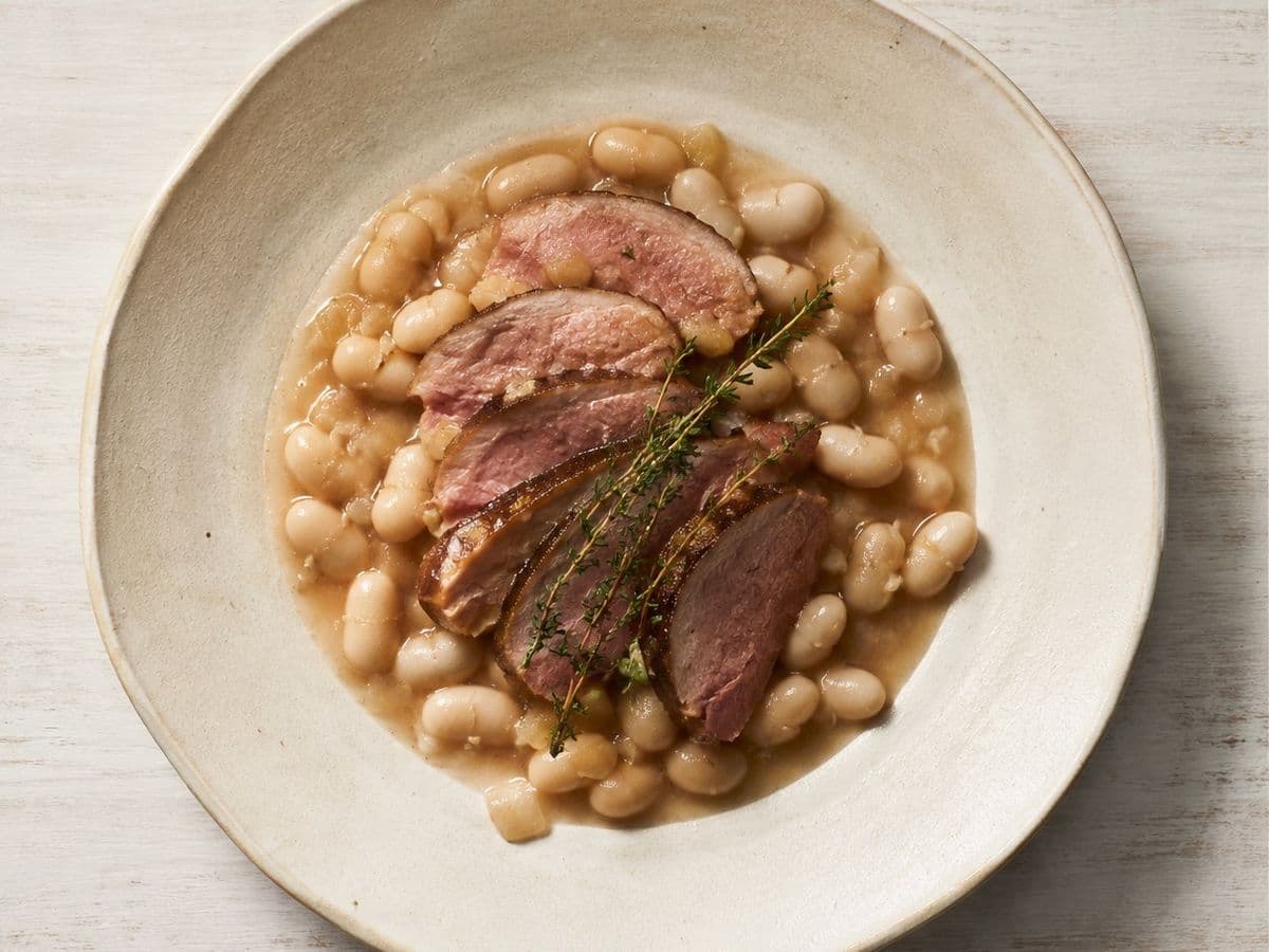 Smoked Duck, plated as one serving.