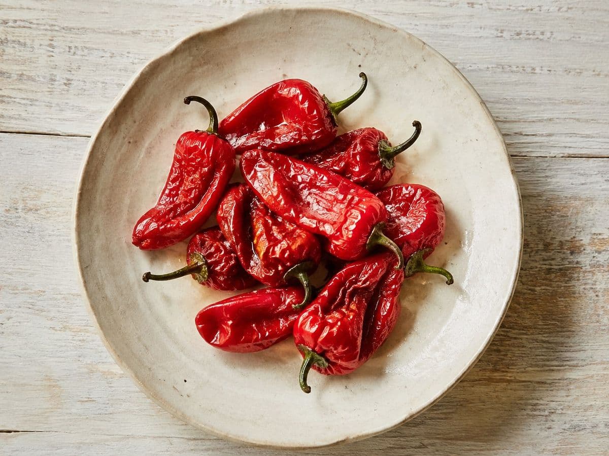 Padron Peppers, plated as one serving.
