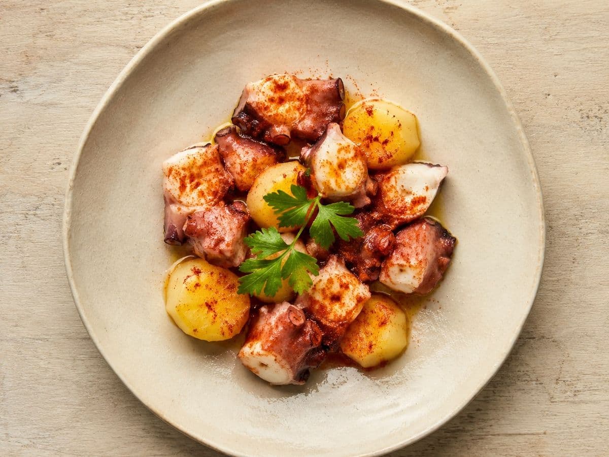 Octopus with Paprika, plated as one serving.