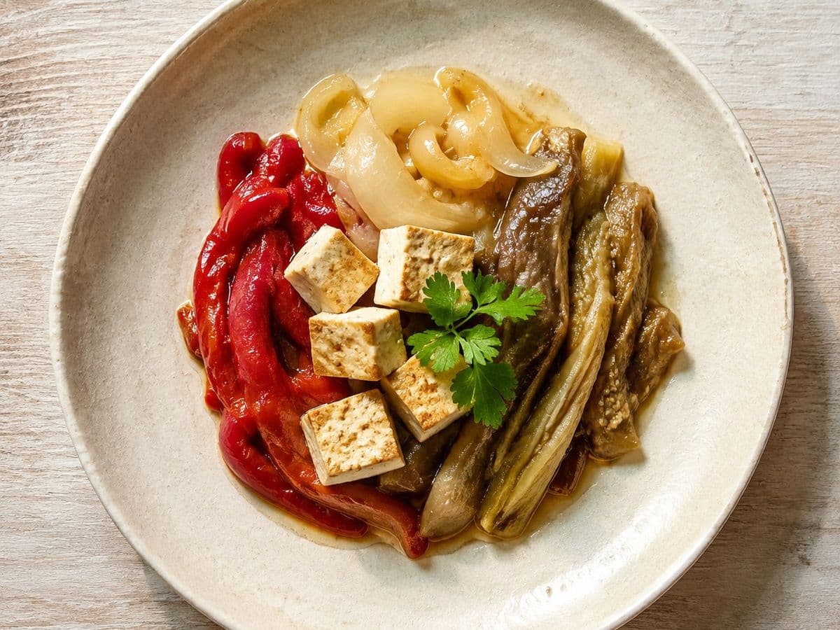 Escalivada, plated as one serving.