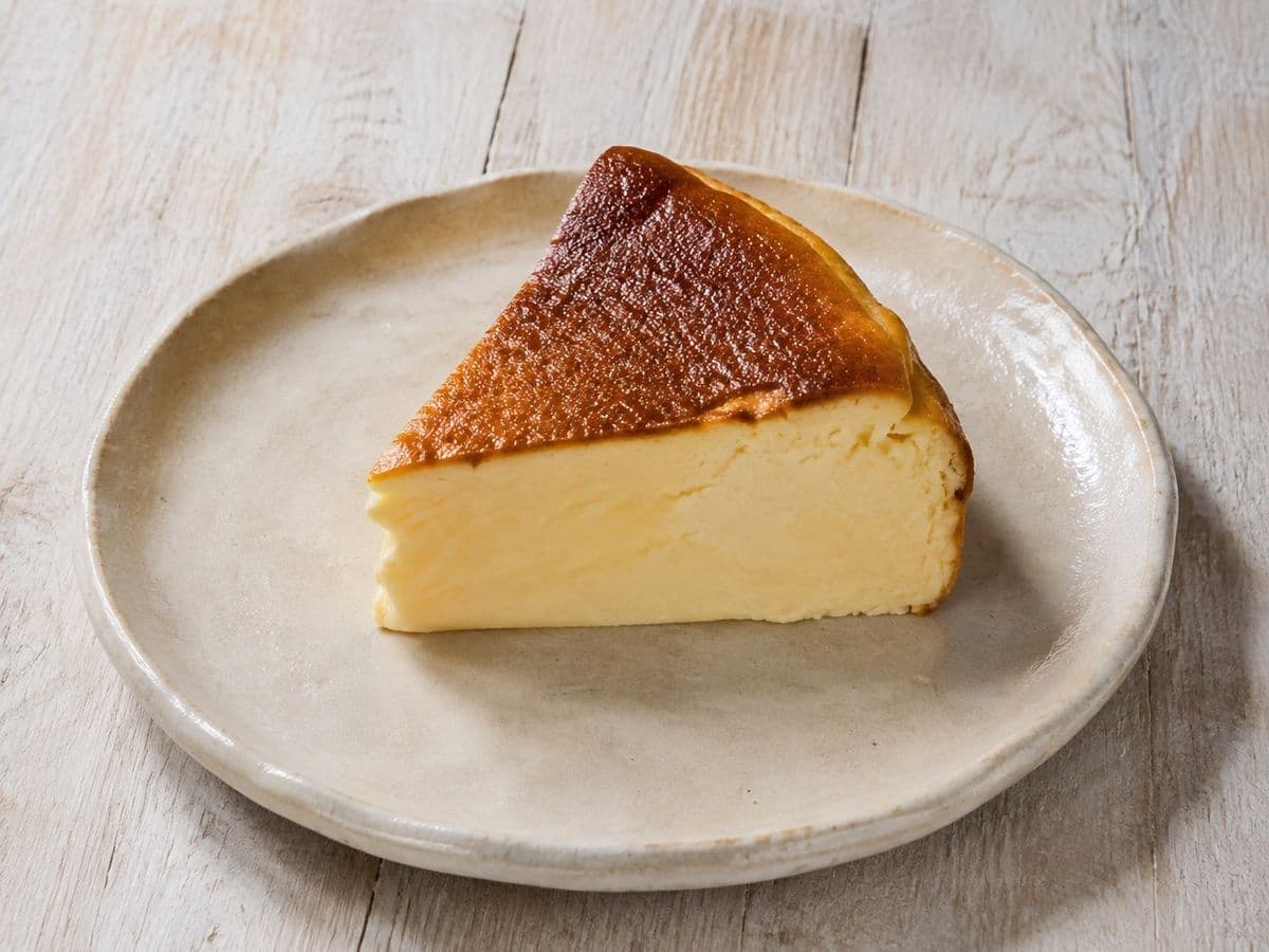 Basque Cheesecake, plated as one serving.