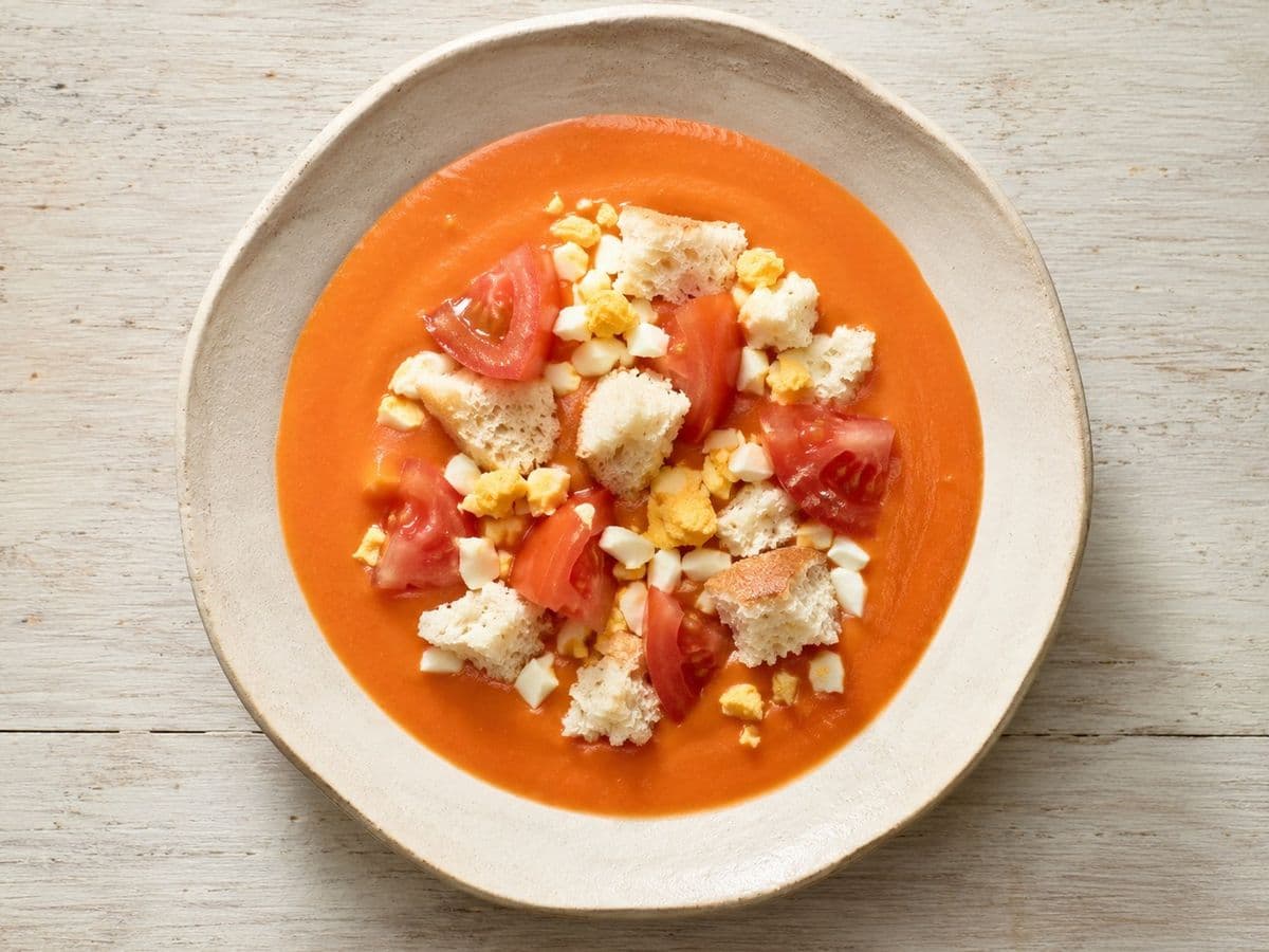 Salmorejo, plated as one serving.