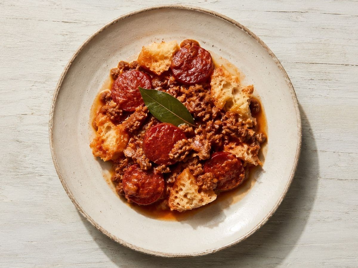 Chorizo in Wine, plated as one serving.
