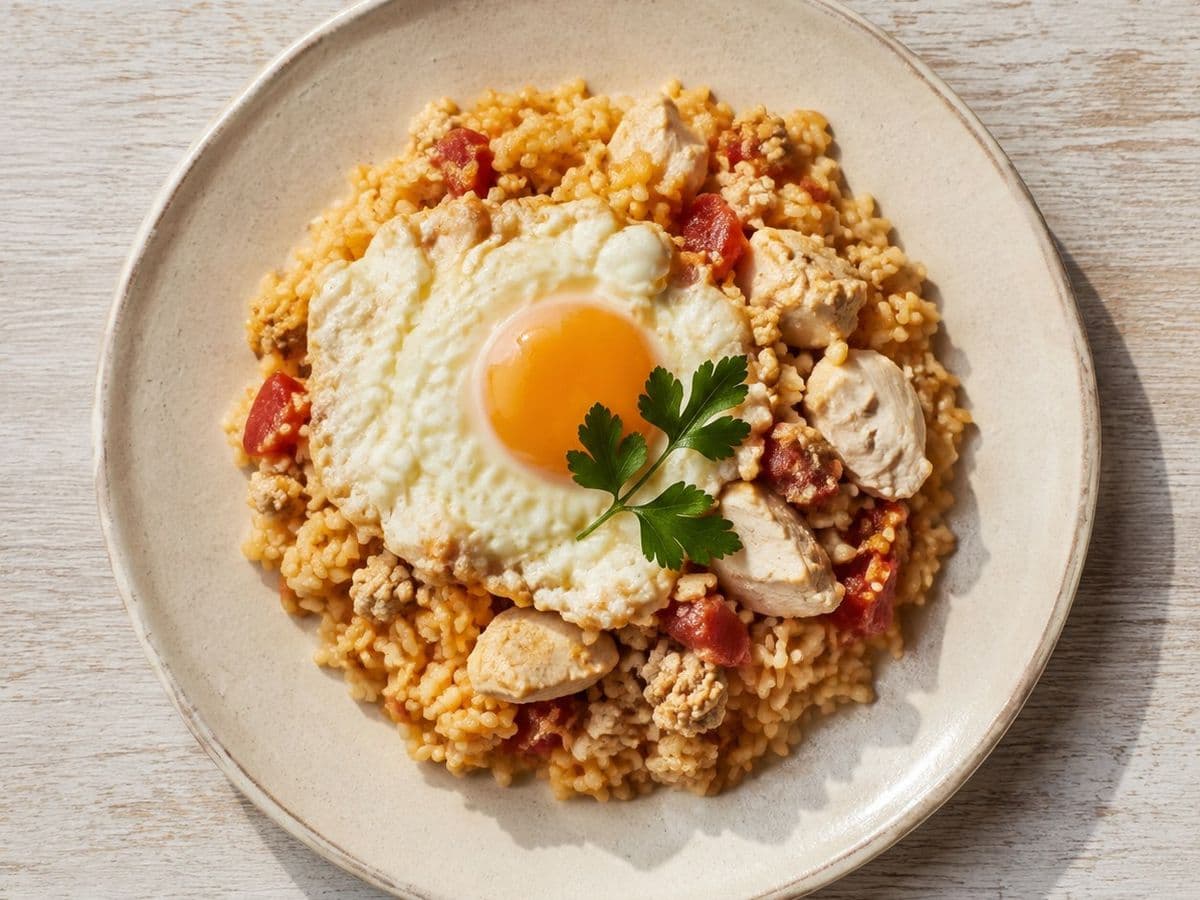 Arroz con Costra, plated as one serving.