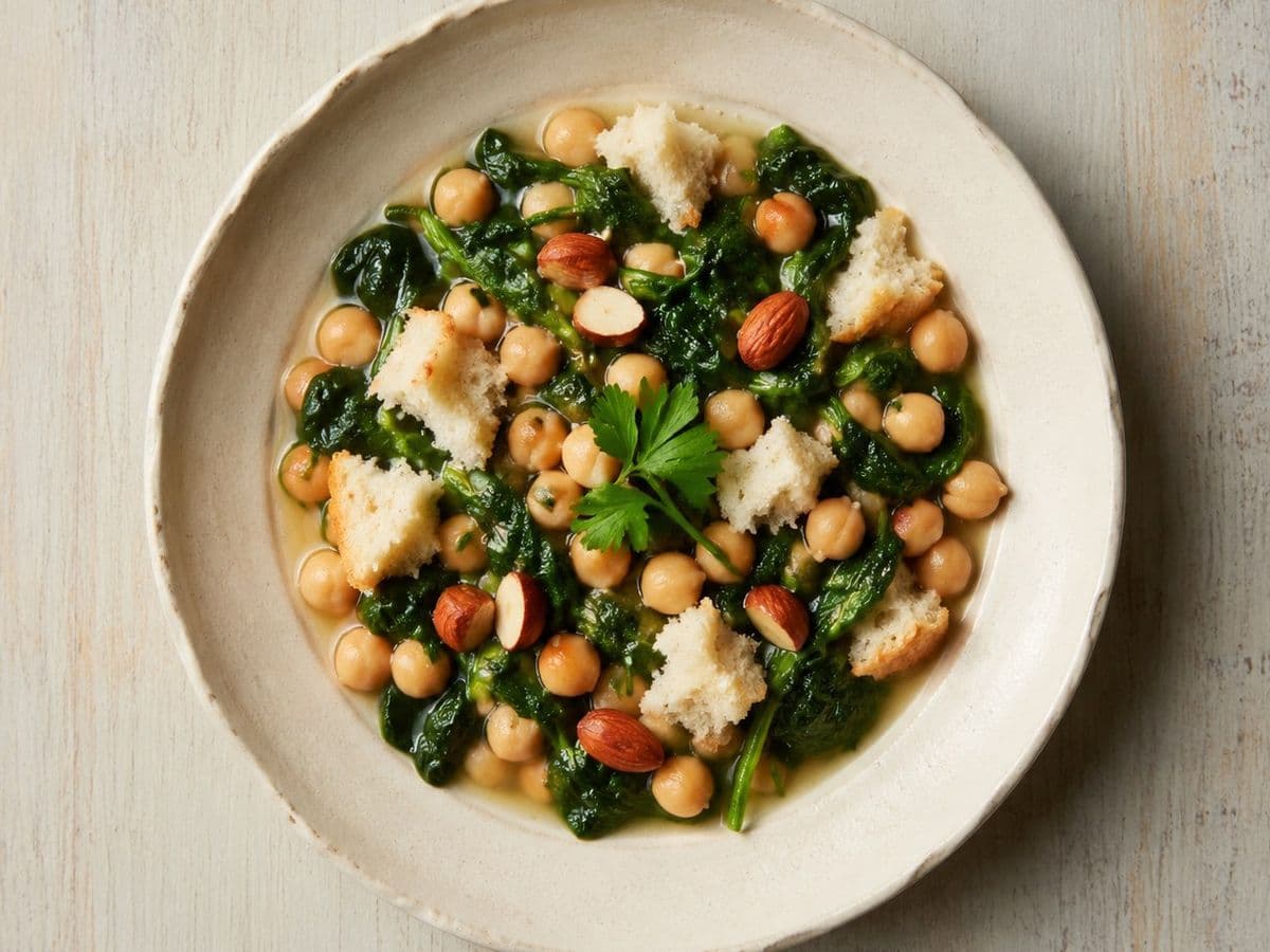 Garbanzos con Espinacas, plated as one serving.