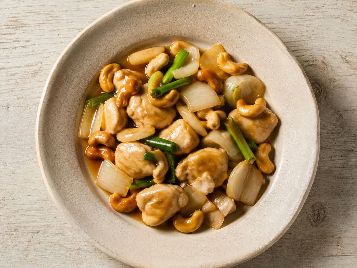 Chicken Cashew Nut, plated as one serving.