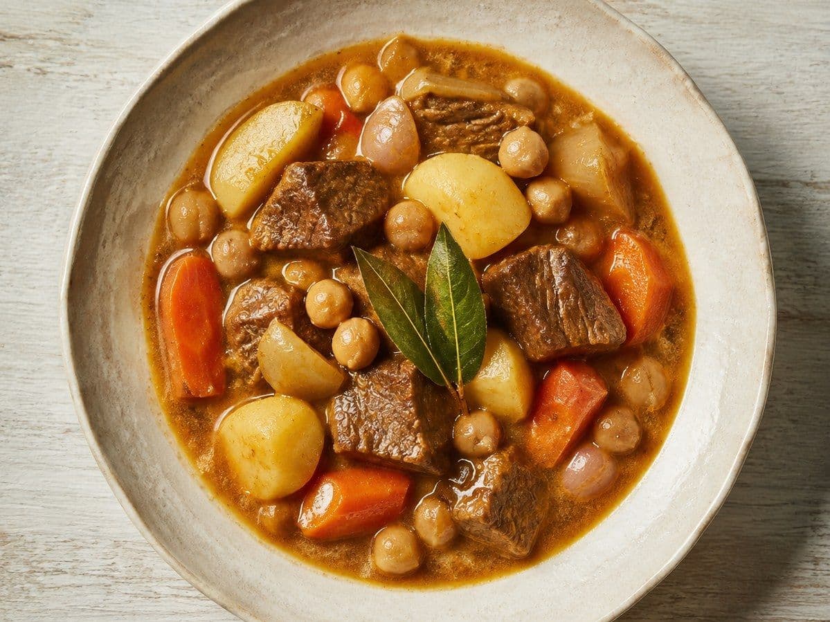 Massaman Beef Curry, plated as one serving.