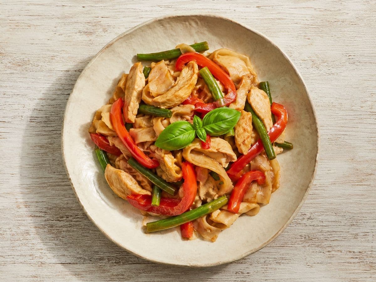 Drunken Noodles, plated as one serving.