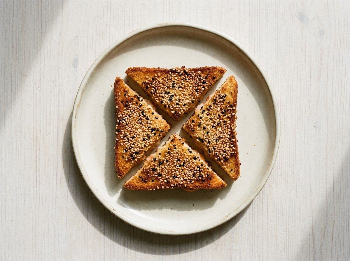 Prawn Toast, plated as one serving.