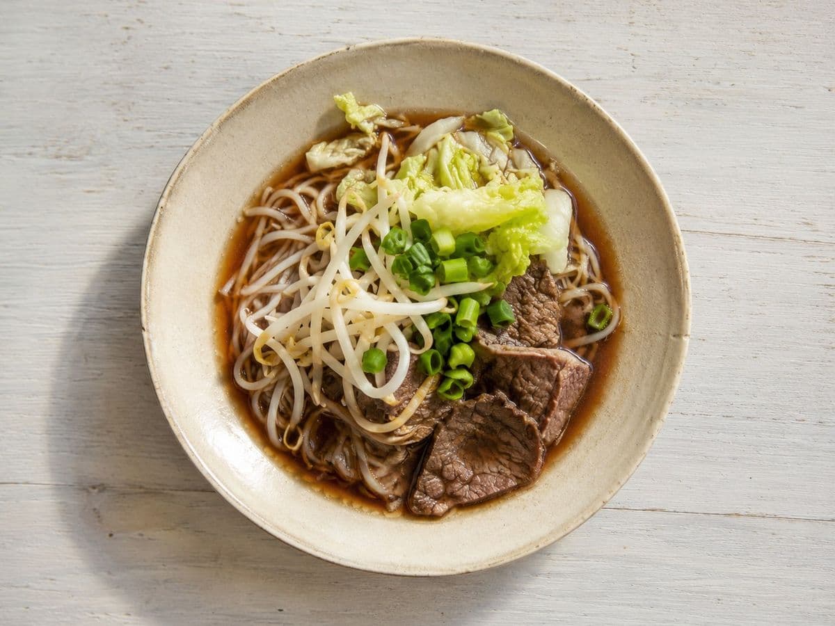 Boat Noodles, plated as one serving.