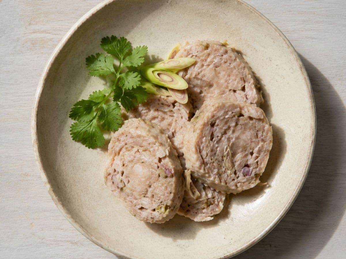 Northern Thai Sausage, plated as one serving.