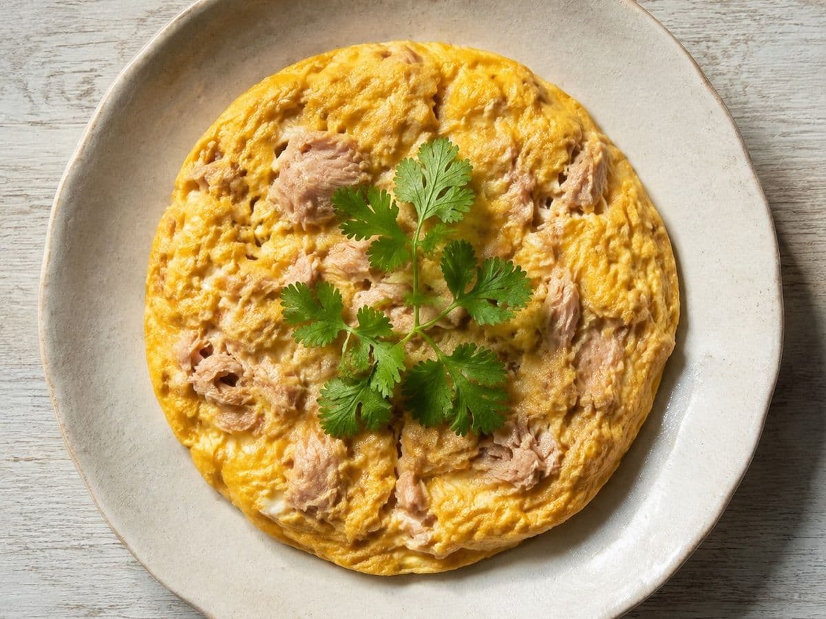 Thai Omelette, plated as one serving.